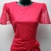 Womens 80s Retro Pink Dress Ladies Gathered Waist Vintage Party Homecoming Dress