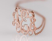 Rose Gold Monogram necklace - 0.8 inch Personalized Monogram - 925 Sterling silver 18k Gold Plated