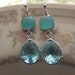 Aqua Turquoise Earrings bridal-bridesmaid Silver Jewelry wedding teardrop bridal earrings- Free Shipping