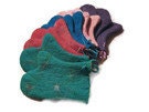 2 felted wool kitchen oven mitts gloves pot holders, decorated. Gift under 50. Brown blue red