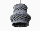 Cable Knit Lampshade LUUKA / Pendant Light  / Unique Knitted Home Decor  / Hanging Shade - Gray