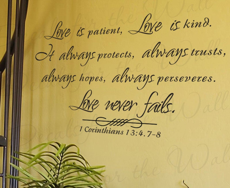 Love Patient Kind Protects Trusts Hope 1 Corinthians 13 Inspirational Home Religious God Bible Vinyl Quote Art Wall Decal Sticker Decor R6