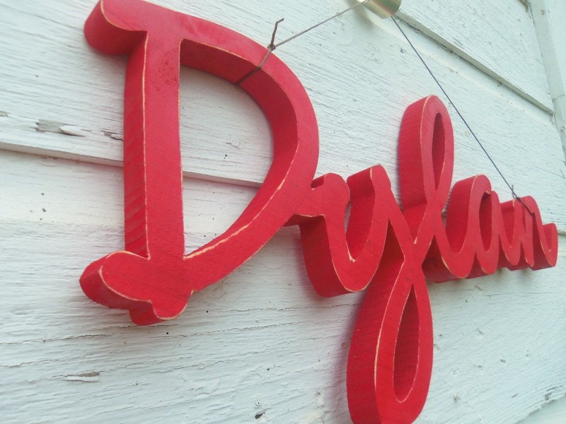 Wood Letter Hanging Name, 5 Letter Wood Wall Sign, Made to Order with Your Color Choice