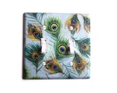 Peacock Feathers Double Toggle Switchplate, wall decor