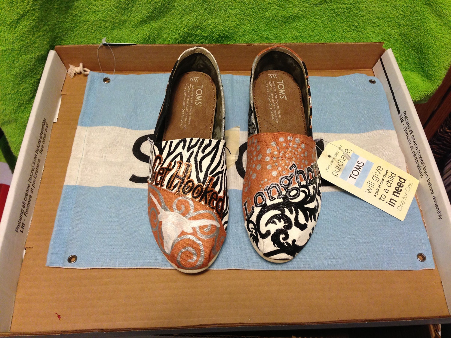University of Texas hand painted Toms Shoes