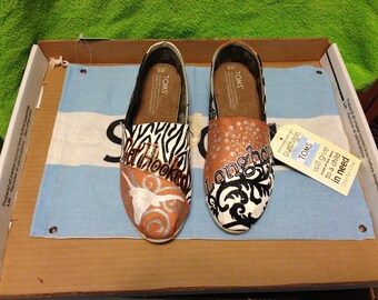 University of Texas hand painted Toms Shoes