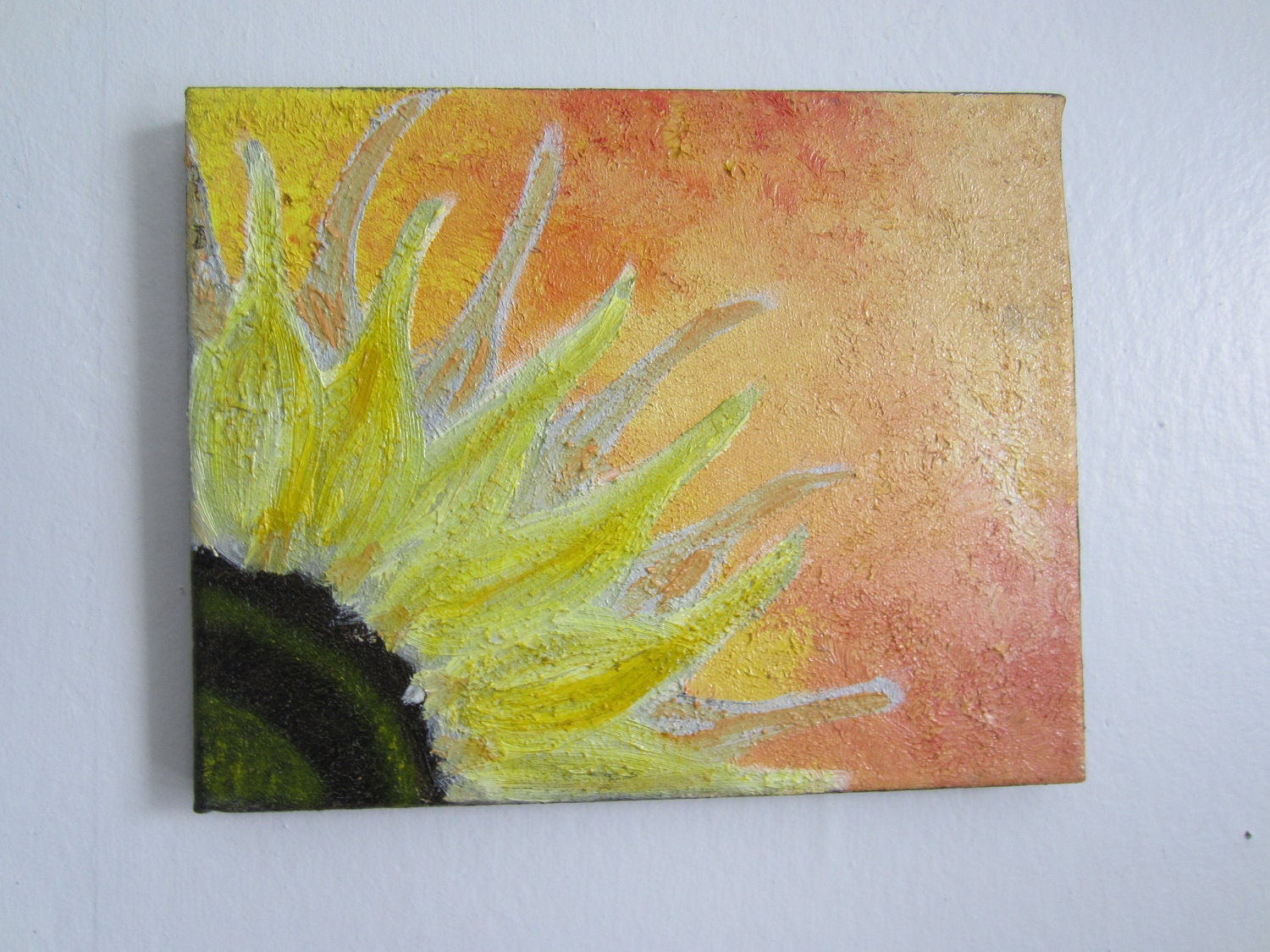 modern orange and yellow sunflower oil paintings 8x10