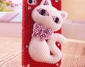 iphone gift,hot pink 3D iphone case 3D flower phone4 case iphone4s case iphone 5 case cell phone cases pearl iphone case holiday gift