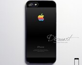 iPhone 5 case, case for iPhone 5, black color with rainbow apple logo S347