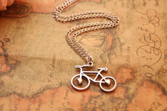 bike necklace,retro silver love bike,alloy necklace---N051