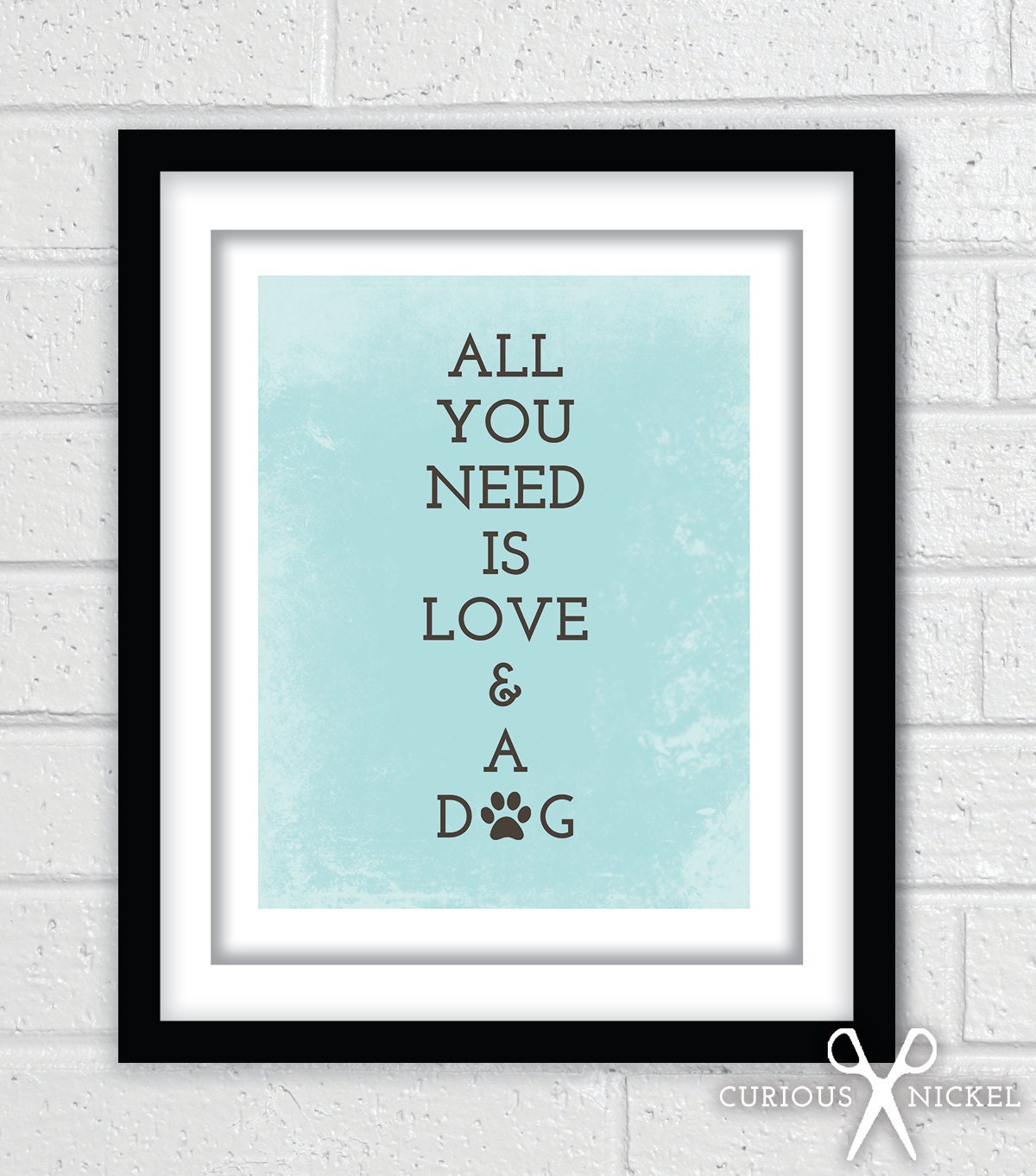 Love and a Dog - Color Choices - Giclee Art Poster Print - 8 x 10