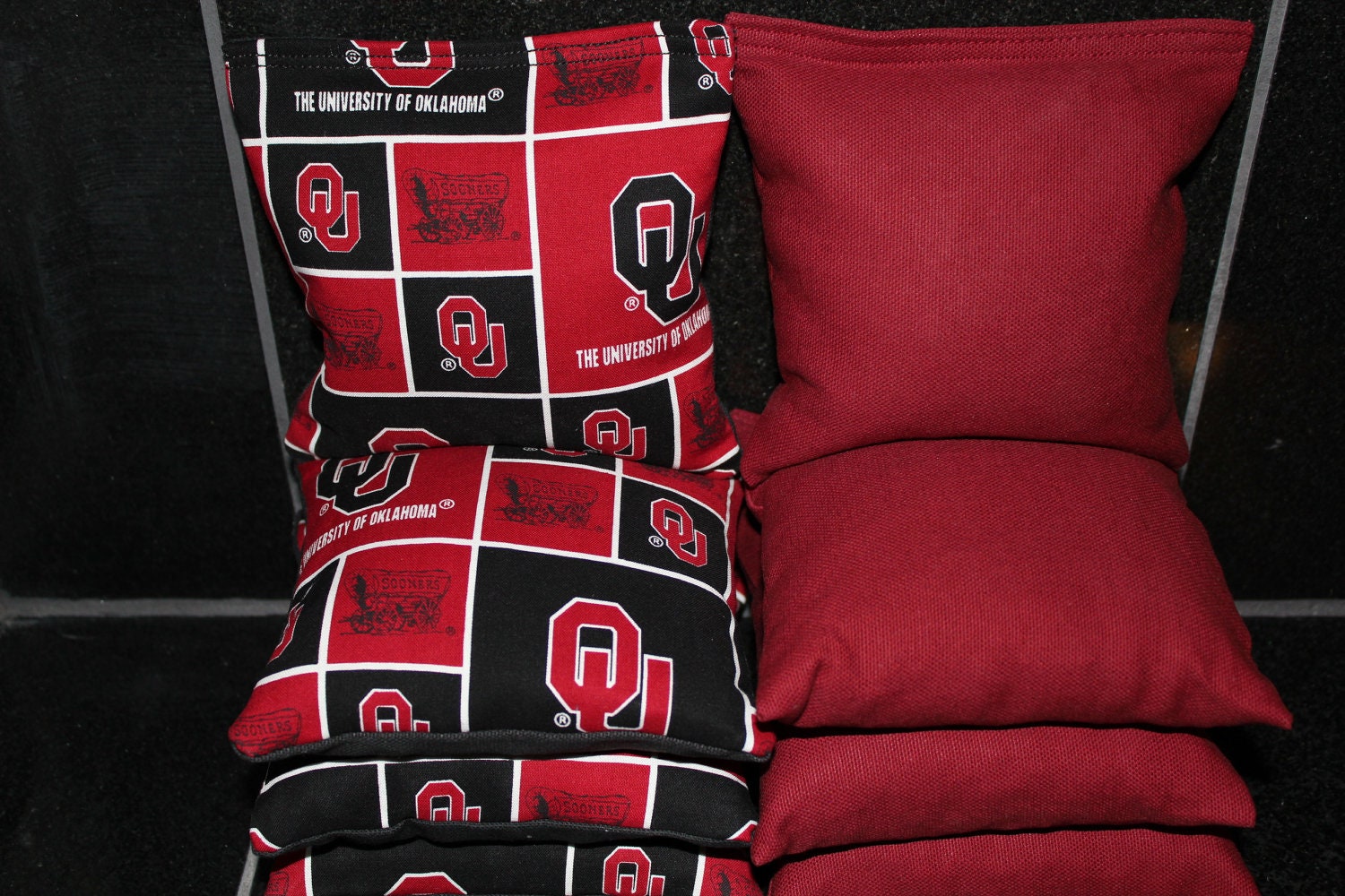 OU Oklahoma Sooners Cornhole Bags ACA Regulation Corn Hole Bean Bags Tailgate Toss Baggo Game