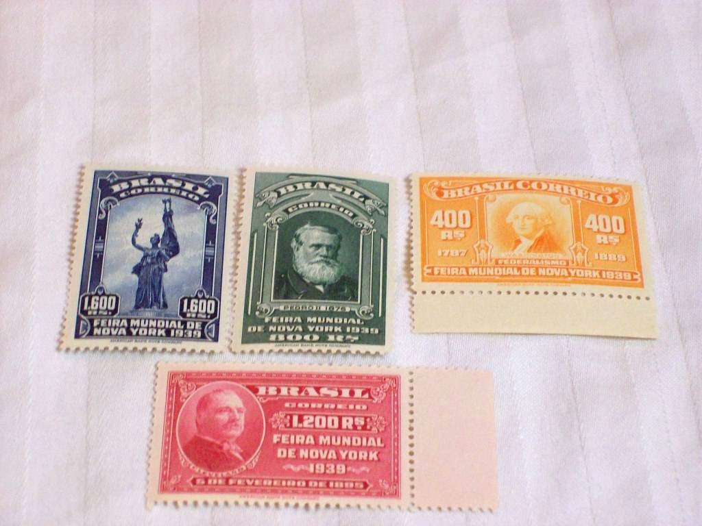 Antique 1939 Brazil new york worlds fair commemorative stamp set mint condition