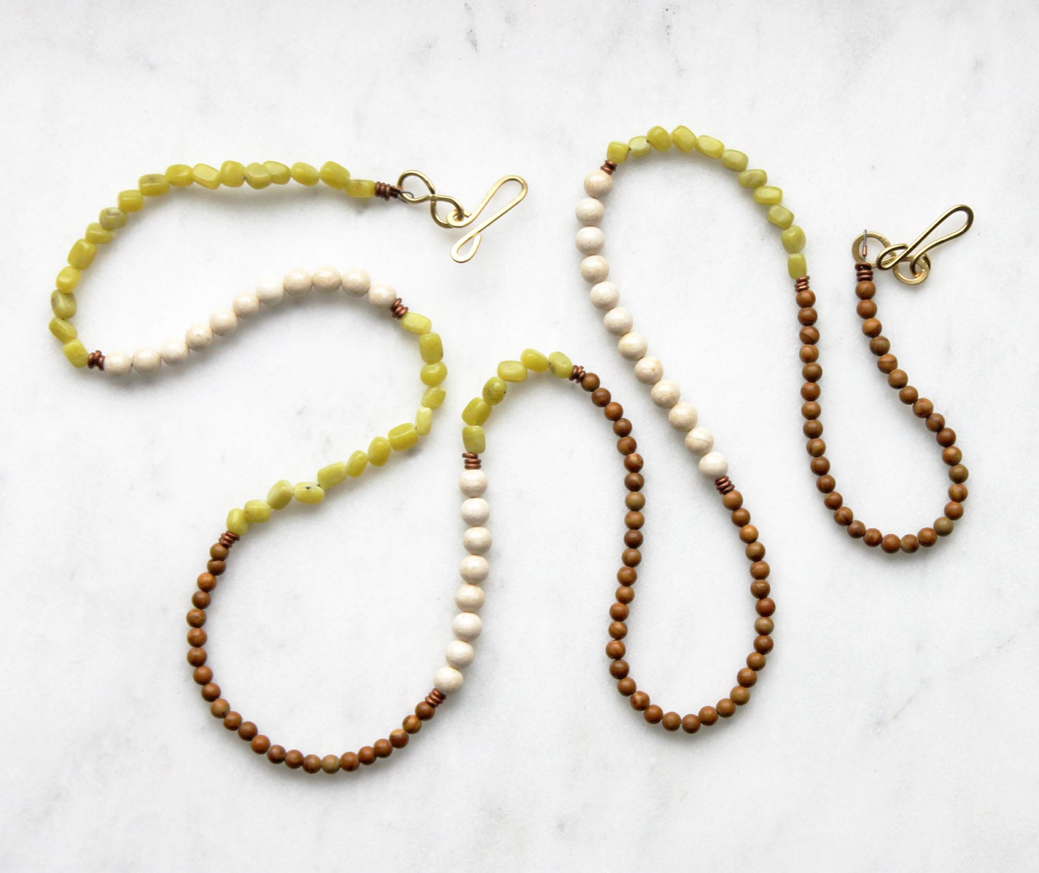 Handcrafted Jewelry Bead Necklace, Jewelry, Jade Necklace, White Necklace, Long Brown Necklace, Bohemian Jewelry, Long Beaded Necklace