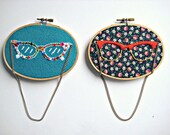FIBRE ART DECOR - Set of his and her hand embroidered hipster glasses