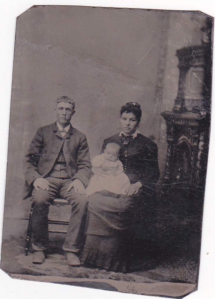 Tintype Photo of Family Portrait from the 1800s