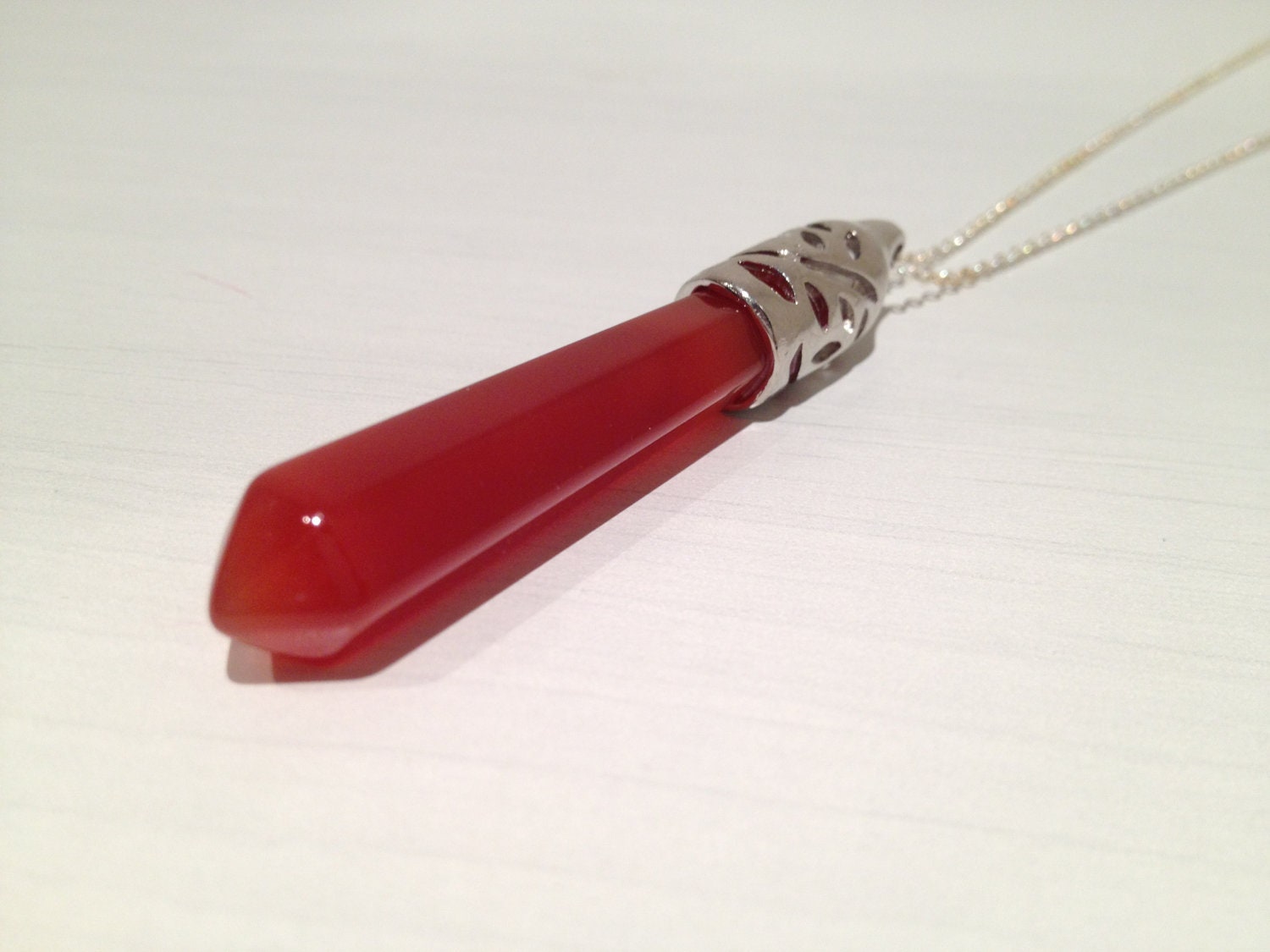 Carnelian agate crystal pendulum pendant necklace