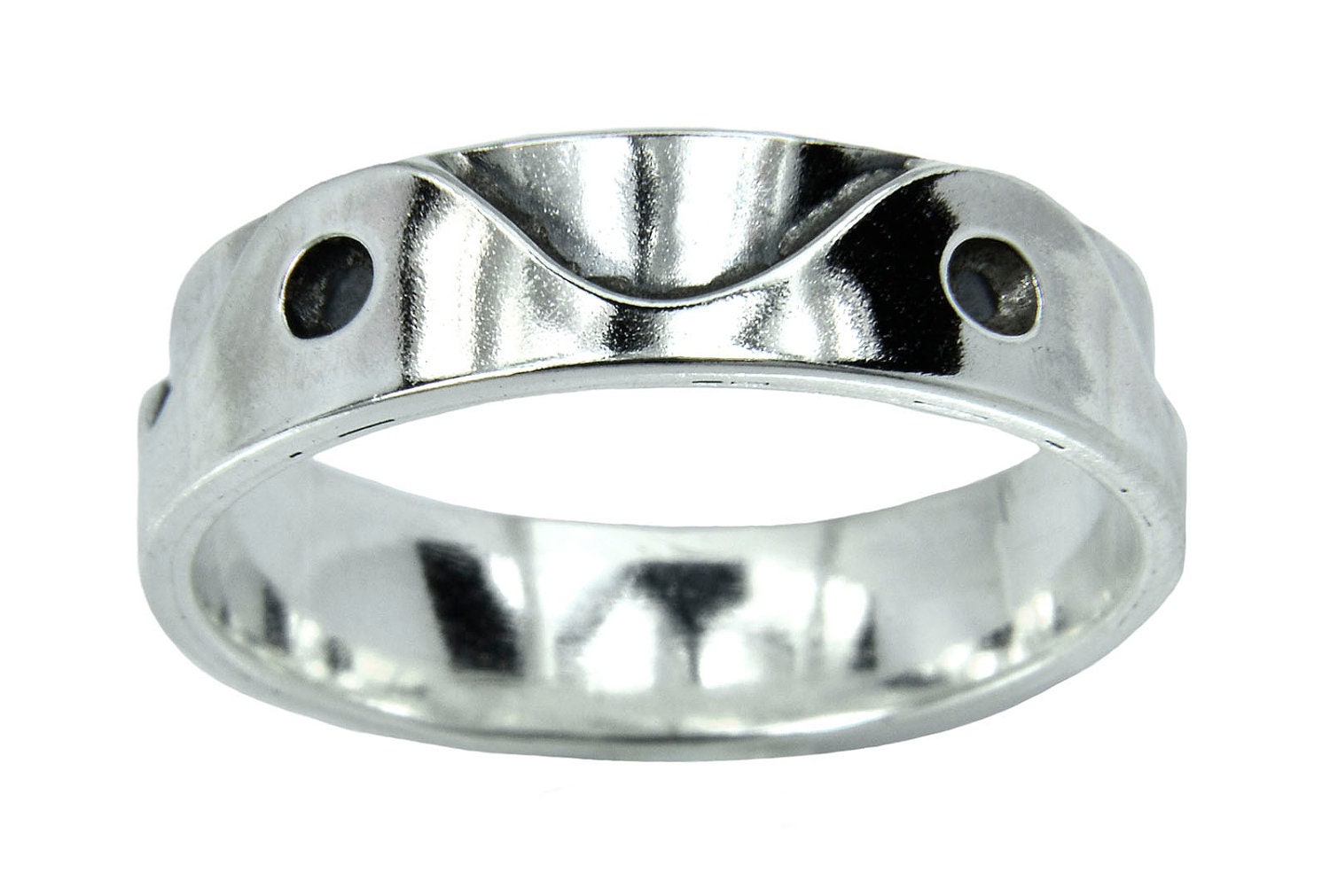 Unique Waveform Band Solid Silver Ring One of a Kind Size 9 1/4