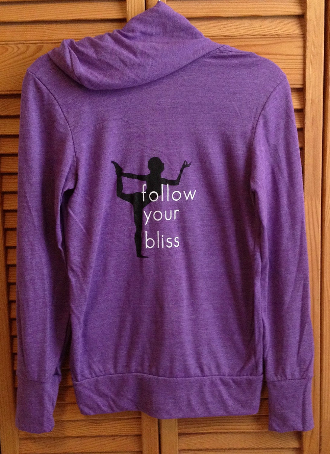 Purple Yoga Zip Hoodie  "Follow Your Bliss" Sizes: