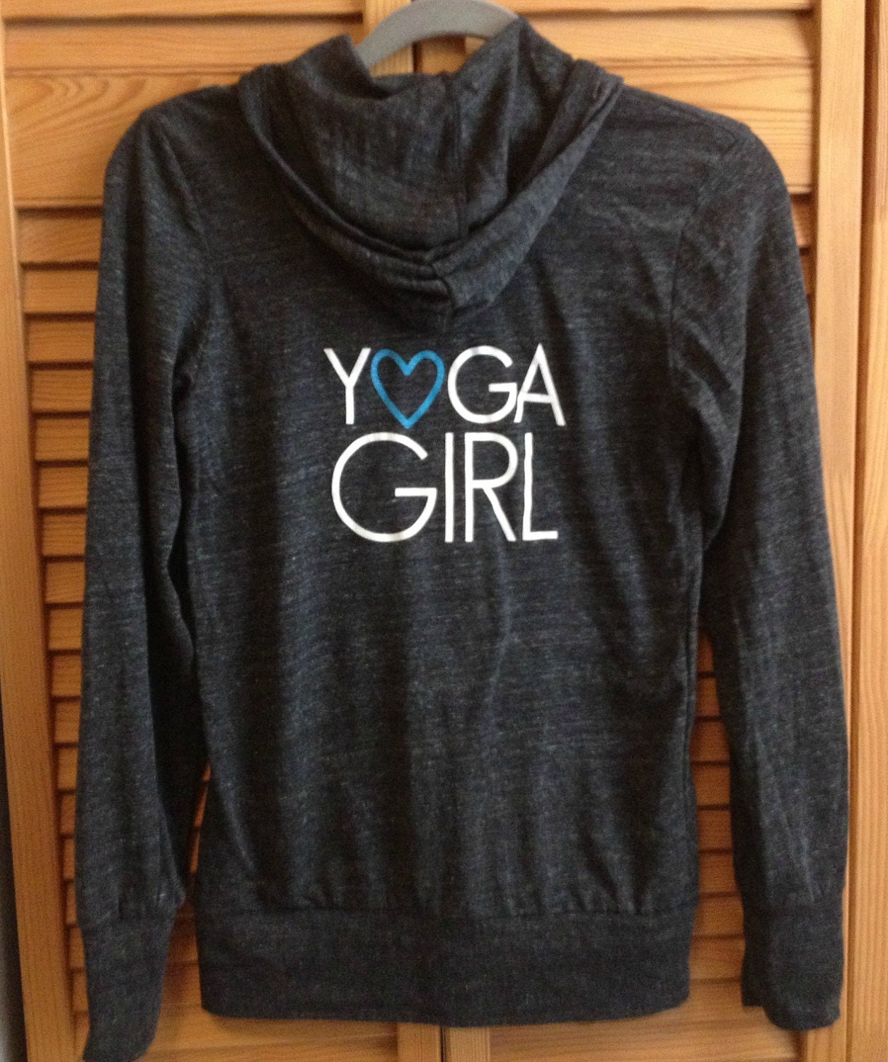Charcoal Gray/Eco-Black  Zip Hoodie: "Yoga Girl"