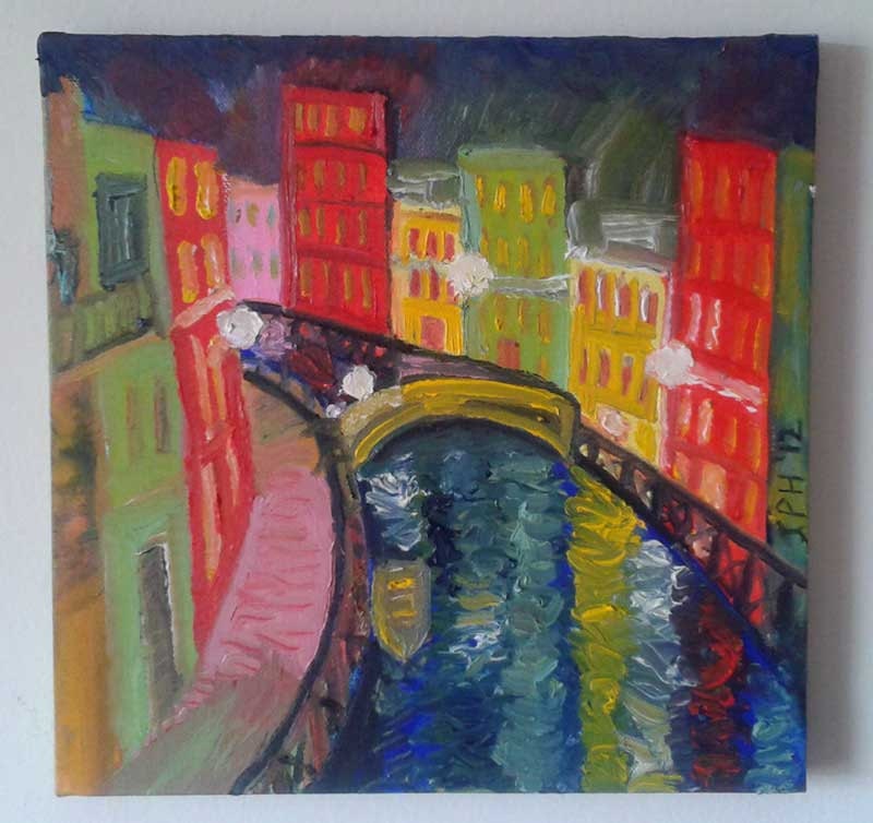 Dreamy Canal  - Landscape Art - Oil on Canvas - 10x10 - I Dreamed of Italy