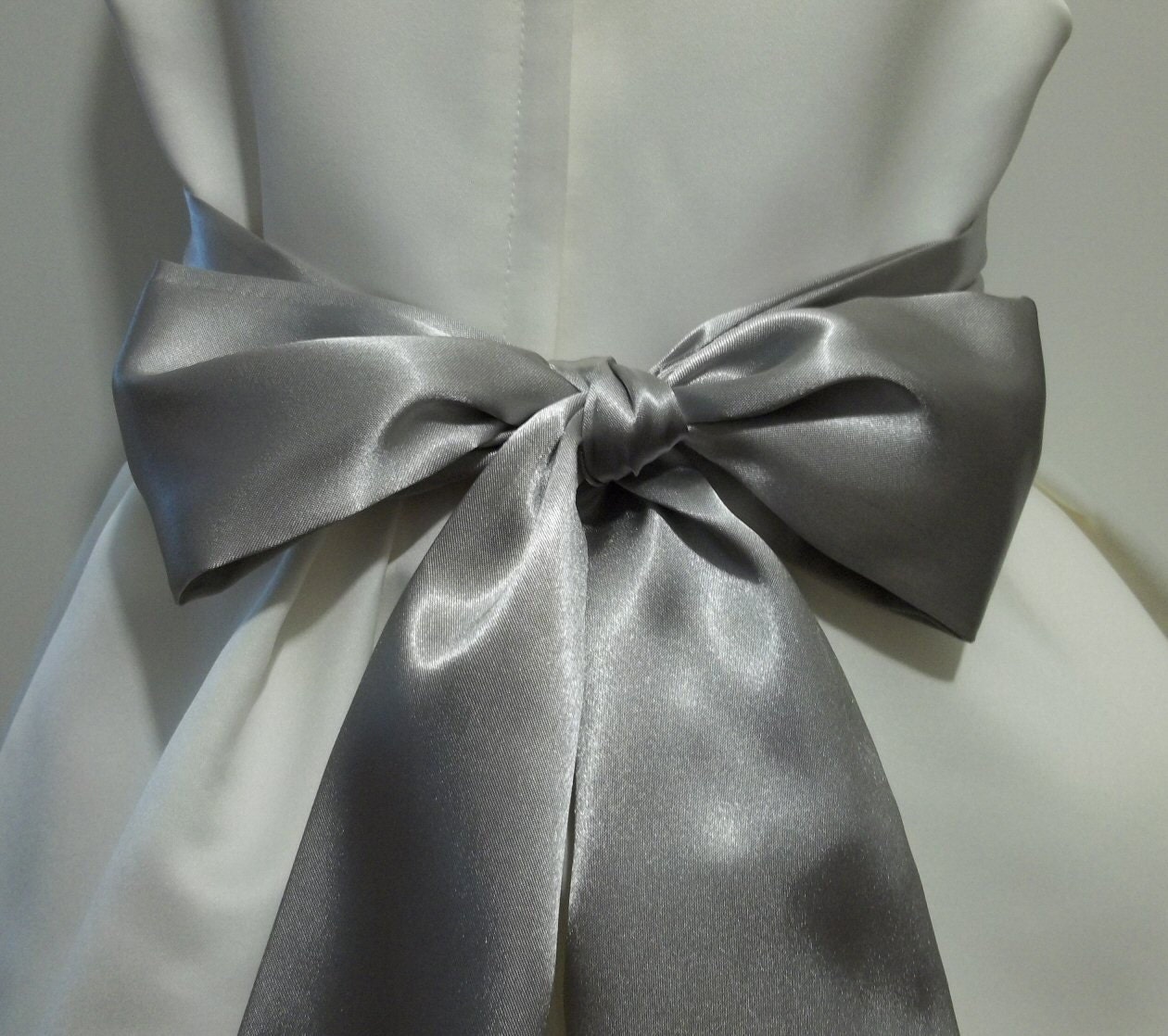 Ladies Sash 100 Inch SILVER GRAY Satin Band for Flower Girl Bridesmaid Formal Wedding