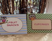 Food Table Cards, Candy table Card, Owl Food Table Cards