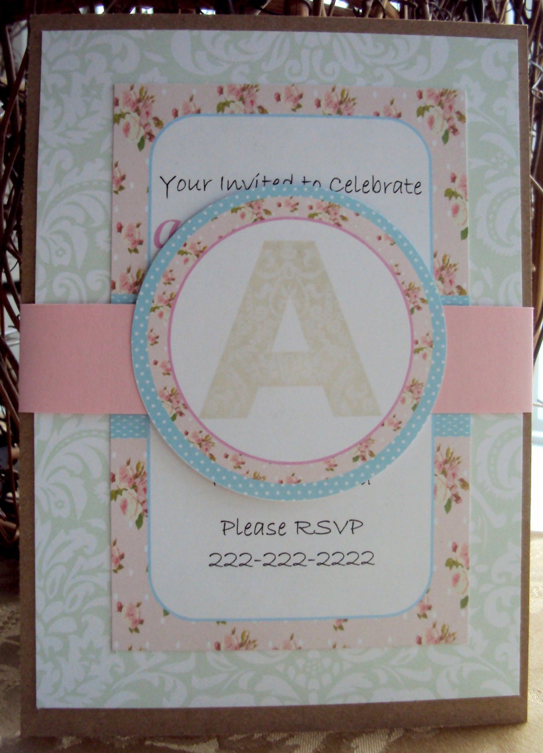 Shabby Chic Invitation, Vintage Tea Party invitation
