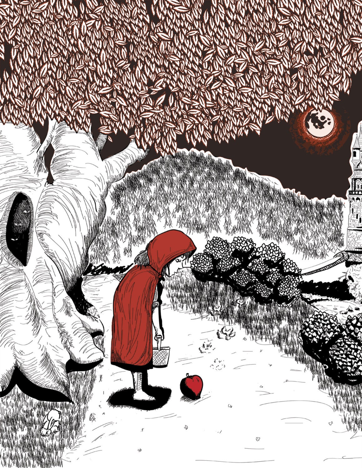 Halloween Little Red Riding Hood Print
