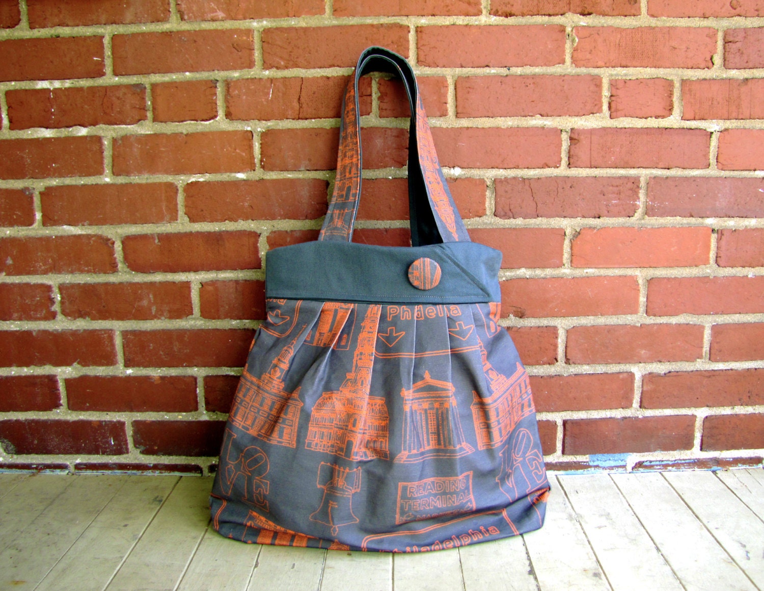 Philadelphia Landmark Bag - Gray & Orange