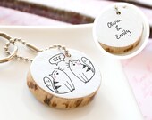 Cat Best Friend Keychain PERSONALIZED Mothers Day Gift BFF Handmade Keyring Cute Drawing Wood ECO Friendly Unique Gift Mom Girl Women Custom