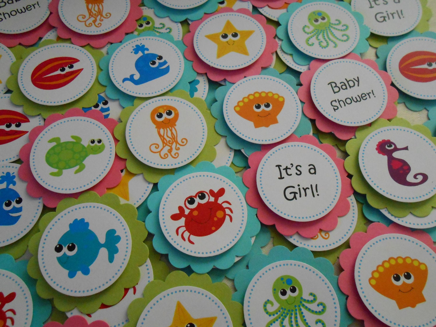 Under the Sea, Sea, Beach, Baby Shower, Birthday, Handmade Toppers, Boy or Girl