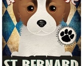 St Bernard Pampered Pups Original Art Print - 11x14 - Dog Poster - Dogs Incorporated