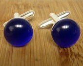 Something Blue Cat's Eye Cuff Links / 1 Pair Cobalt / Dodger blue  / Groom / Groomsmen / Best Man Gift Cufflinks