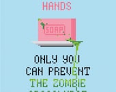 Wash Your Hands Quote - Cross Stitch PDF Pattern Download