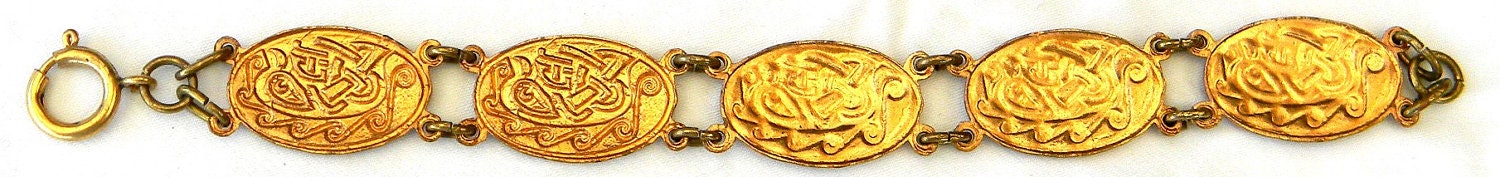 Vintage 1960s Tara TaraWare of Dublin Cloisonne Book of Kells Celtic Five-Link Bracelet