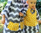 Big Sister and Little Sister Chevron and Polka Dot Dresses