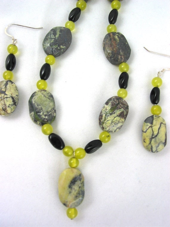 Yellow turquoise Necklace and Earring set