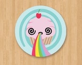 Adorable "Cupcake Barfing Rainbow" (cute vinyl sticker)
