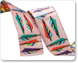 Pink Arrow Feathers by Anna Maria Horner - 1 Yard - Feather Ribbon - Renaissance Ribbons - Feathers - Pink Ribbon