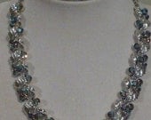 Necklace, Vintage Lisner Silver Tone Light Blue Sapphire Rhinestone Necklace 16 1/2", Free Shipping