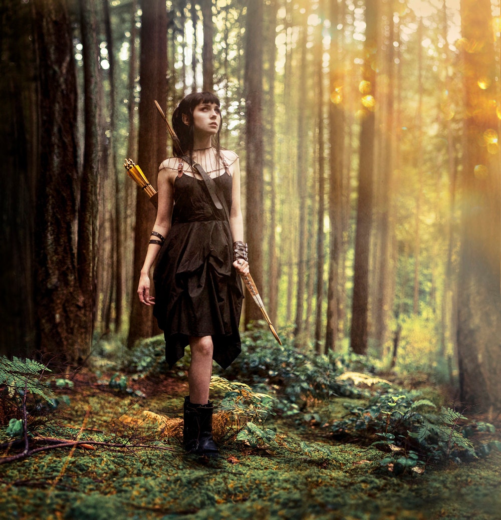 8x8 - when pass she through the golden grove. -  limited-edition surreal fantasy portrait archer elf photograph print - KinArts