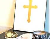 Art Print Framed 24K Gold Cross Print Original Fine Art Painting