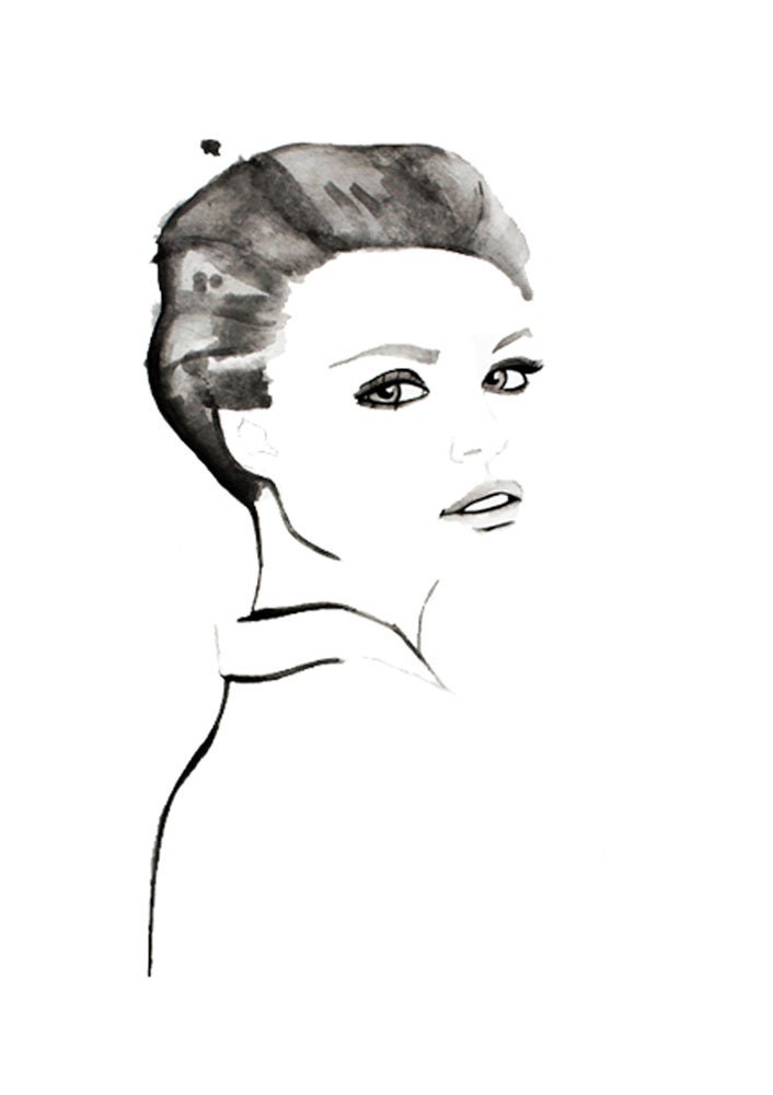 Simple Fashion and Beauty Illustration print from original watercolour painting by Helen Simms
