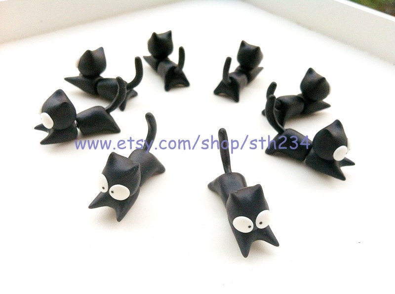 Art Earrings,A Pair Of Cute Lovey Black Cat Earrings, Halloween jewelry,Chomper Earring, Witch jewelry, Unique Earrings