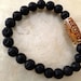 Lava Stretchy Gemstone Bracelet with Mood Bead Men or Women Root Chakra