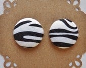 Zebra Print - Animal Print Earrings - Button Earrings - 7/8 inch - Hypoallergenic Post