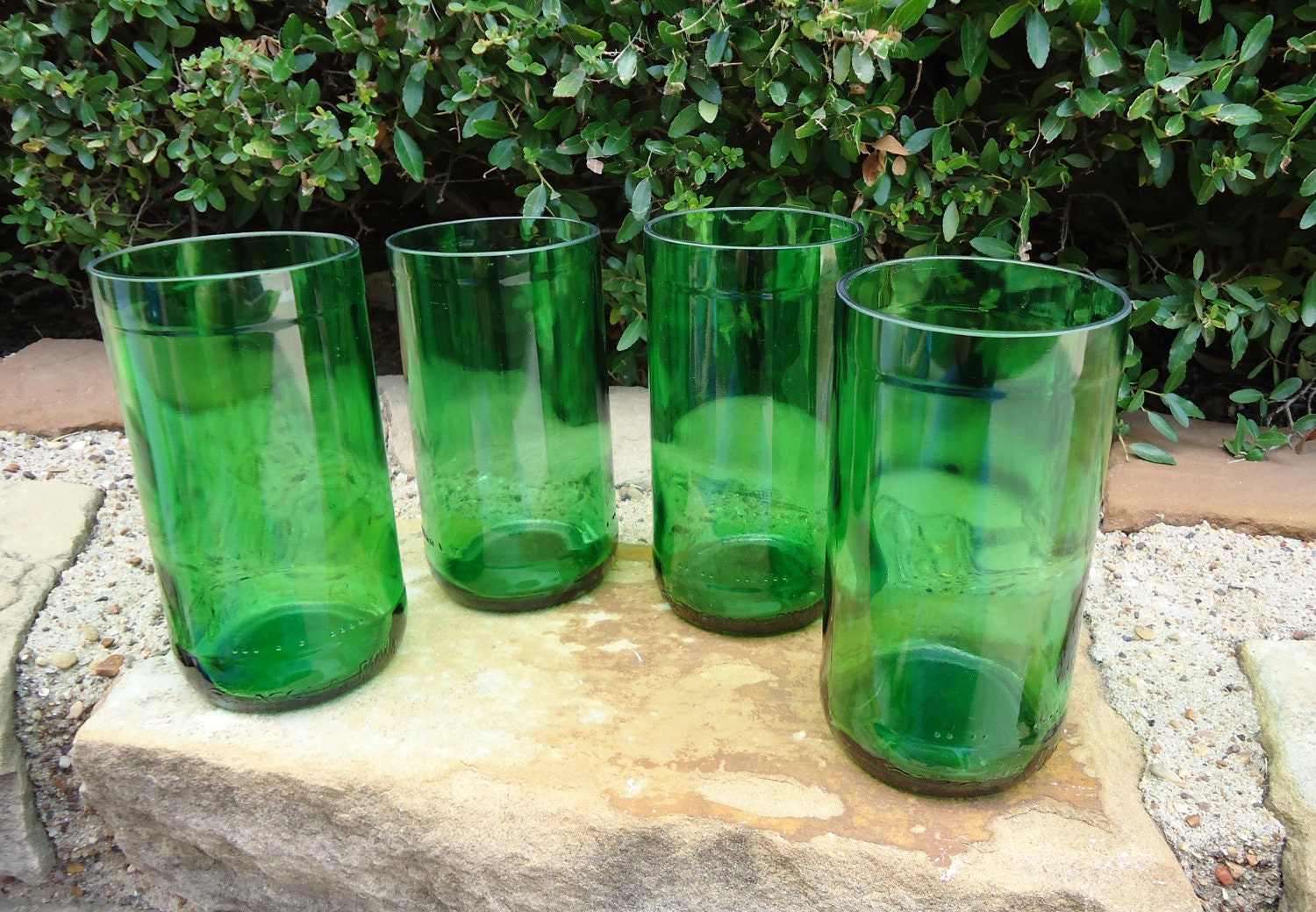 Drinking Glasses Tumblers from Recycled Pellegrino Water Bottles 16 oz Set of 4