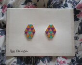 Hand Drawn Geometric "Simple Triangles" Shrink Plastic Post Earrings