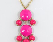 NEW ITEM 2 Stone Hot pink Bubble Bib Necklace,Bubble Necklace, Bubble Jewelry Bubble Necklace Statement Neckalce(FN671)